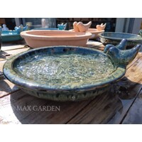 SHANGHAI 1DA - drip green , Vtáči kúpeľ - napájadlo keramický glazovaný